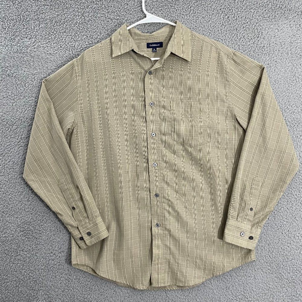 Croft & Barrow Shirt Men M Tan Plaid Long Sleeve Button Down